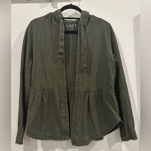 Loft sweatshirt knit olive green jacket S